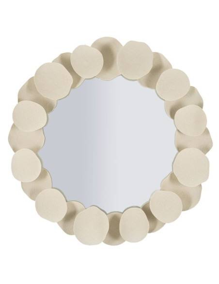 Miroir mural minimaliste chic Rond 85x85 Métal Blanc crème Dune 