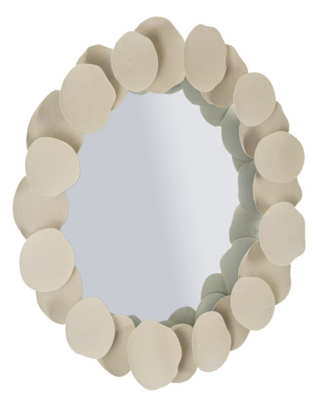 Miroir mural minimaliste chic Rond 85x85 Métal Blanc crème Dune 