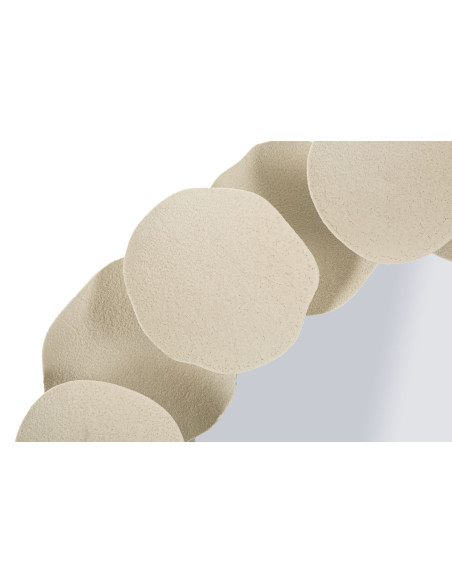 Miroir mural minimaliste chic Rond 85x85 Métal Blanc crème Dune 