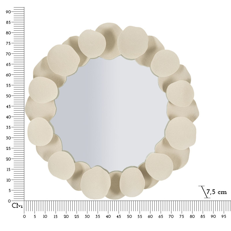 Miroir mural minimaliste chic Rond 85x85 Métal Blanc crème Dune 