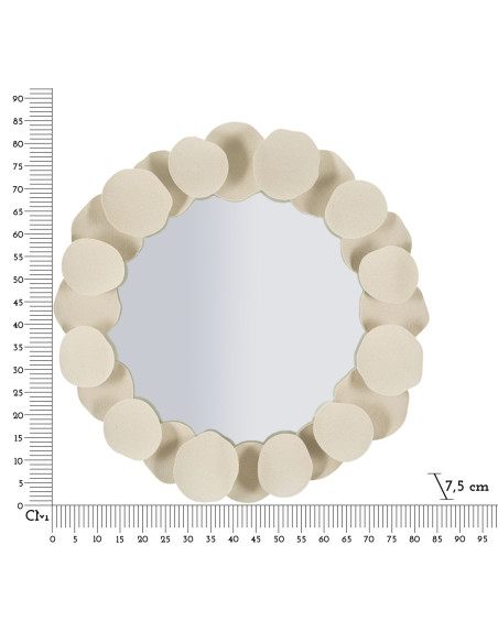 Miroir mural minimaliste chic Rond 85x85 Métal Blanc crème Dune 