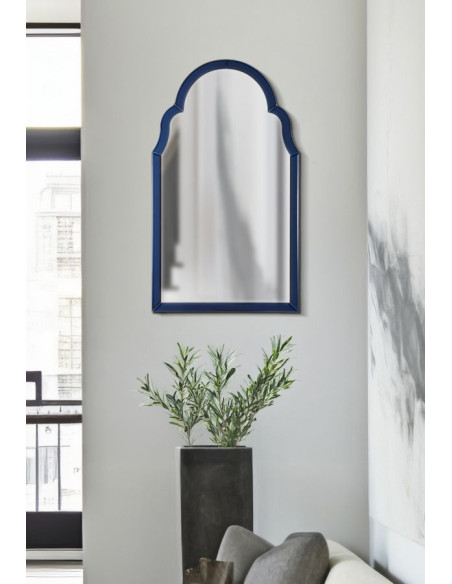 Grand Miroir mural oriental chic Arc 47x80 Bois MDF Bleu Tangeri 