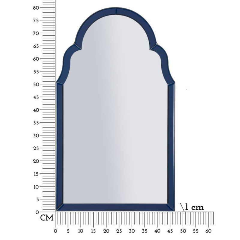 Grand Miroir mural oriental chic Arc 47x80 Bois MDF Bleu Tangeri 