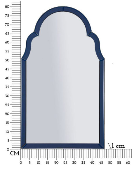 Grand Miroir mural oriental chic Arc 47x80 Bois MDF Bleu Tangeri 