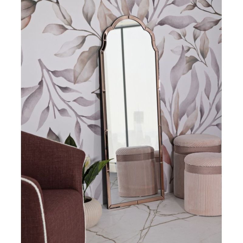 Grand Miroir mural oriental chic Arc 55x150 Bois MDF Rose Tangeri 