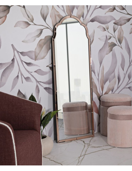 Grand Miroir mural oriental chic Arc 55x150 Bois MDF Rose Tangeri 