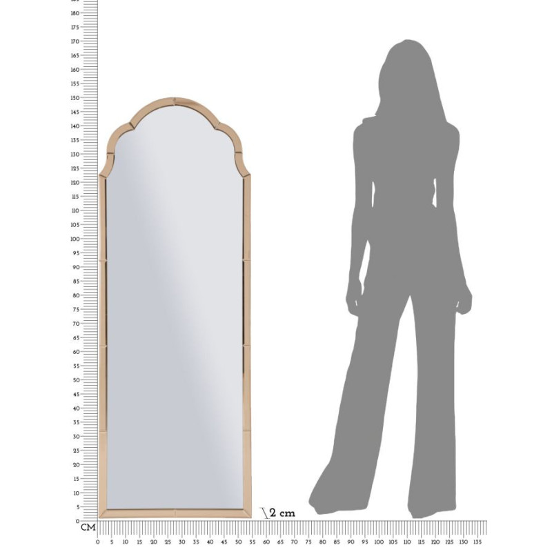 Grand Miroir mural oriental chic Arc 55x150 Bois MDF Rose Tangeri 