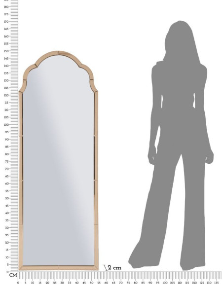 Grand Miroir mural oriental chic Arc 55x150 Bois MDF Rose Tangeri 