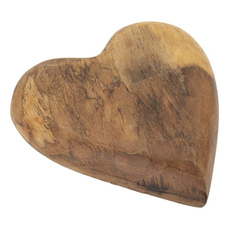 Sculpture déco à poser Coeur 16 cm Bois de teck recyclé Naturel Hak 