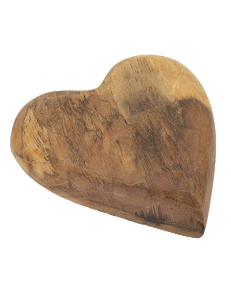 Sculpture déco à poser Coeur 16 cm Bois de teck recyclé Naturel Hak 