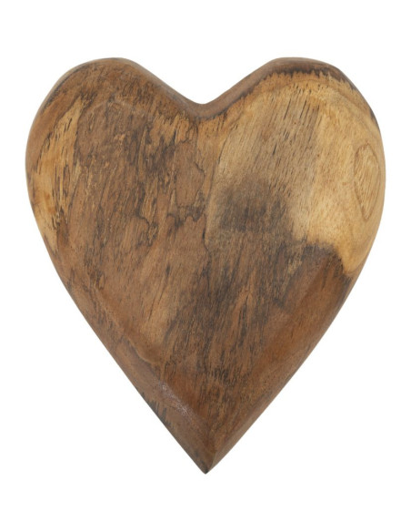 Sculpture déco à poser Coeur 16 cm Bois de teck recyclé Naturel Hak 