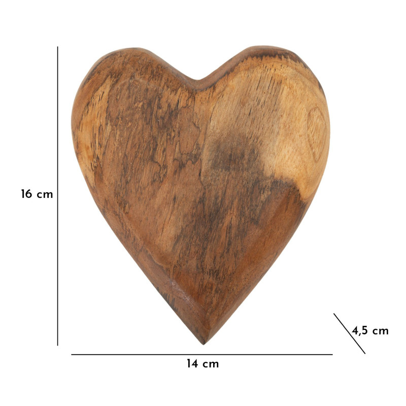 Sculpture déco à poser Coeur 16 cm Bois de teck recyclé Naturel Hak 