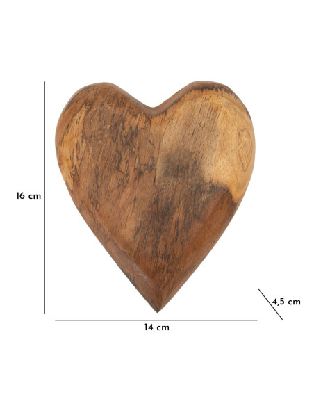 Sculpture déco à poser Coeur 16 cm Bois de teck recyclé Naturel Hak 