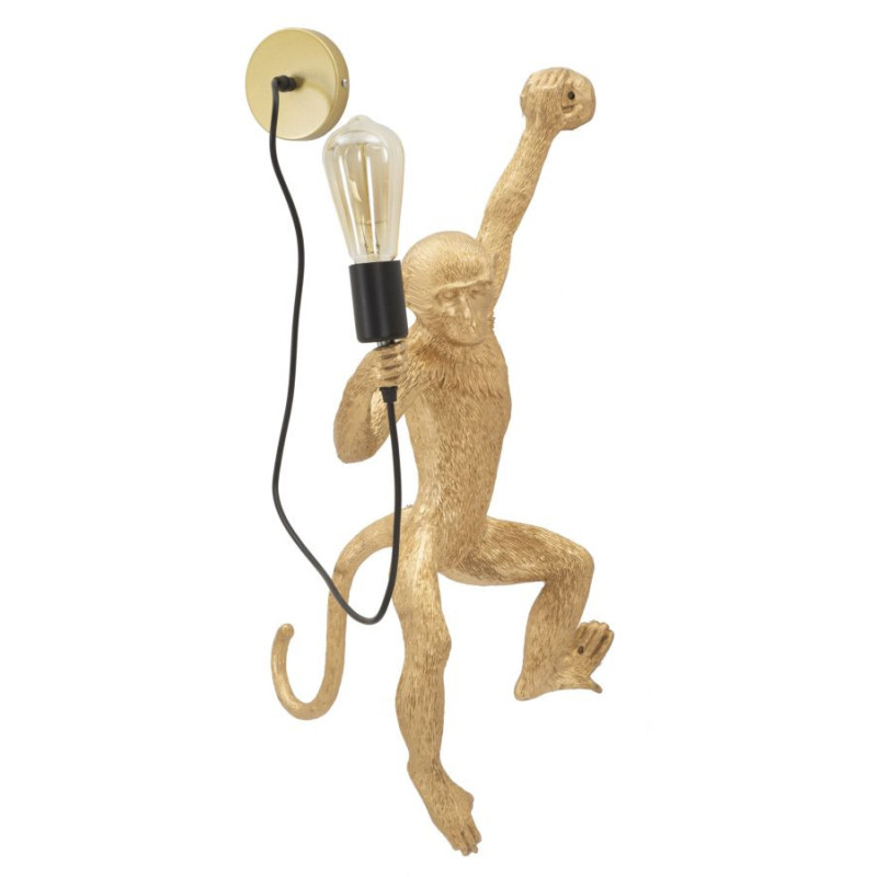 Grande Applique murale originale Singe Hauteur 64 cm Résine Doré Monkey 