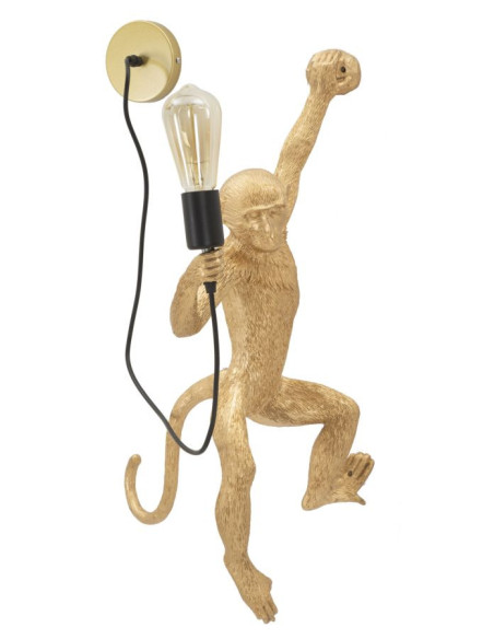 Grande Applique murale originale Singe Hauteur 64 cm Résine Doré Monkey 