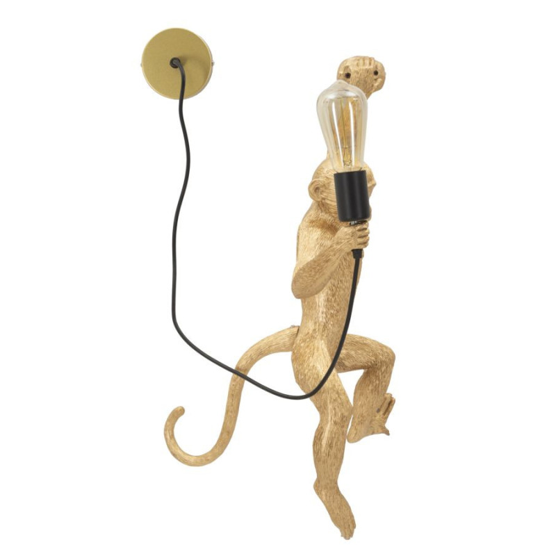 Grande Applique murale originale Singe Hauteur 64 cm Résine Doré Monkey 
