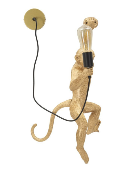 Grande Applique murale originale Singe Hauteur 64 cm Résine Doré Monkey 