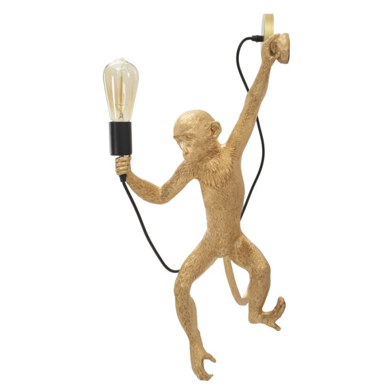 Grande Applique murale originale Singe Hauteur 64 cm Résine Doré Monkey 