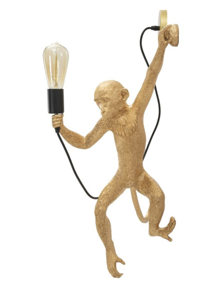 Grande Applique murale originale Singe Hauteur 64 cm Résine Doré Monkey 
