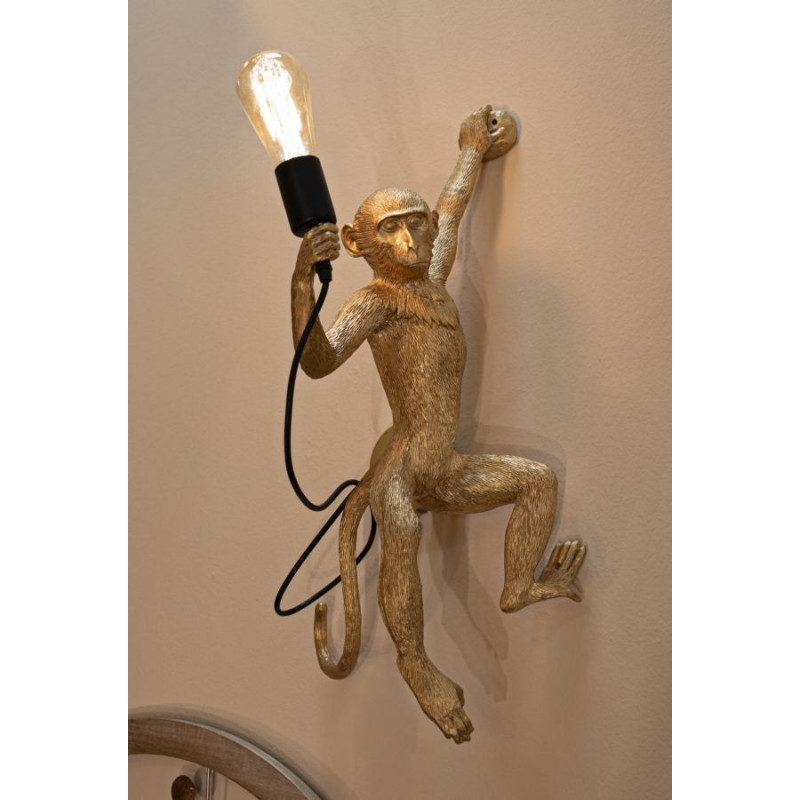 Grande Applique murale originale Singe Hauteur 64 cm Résine Doré Monkey 