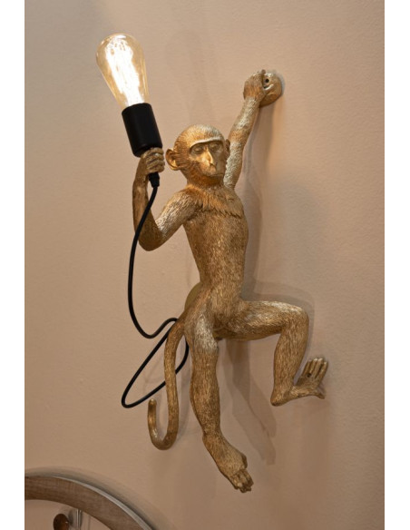 Grande Applique murale originale Singe Hauteur 64 cm Résine Doré Monkey 
