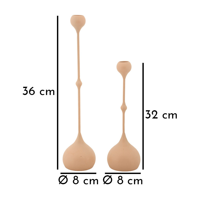 Bougeoir design moderne Métal Rose Doré Slimmy (Lot de 2) 