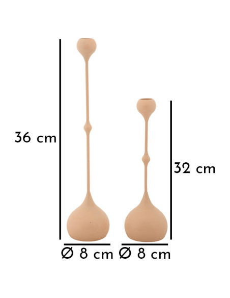 Bougeoir design moderne Métal Rose Doré Slimmy (Lot de 2) 