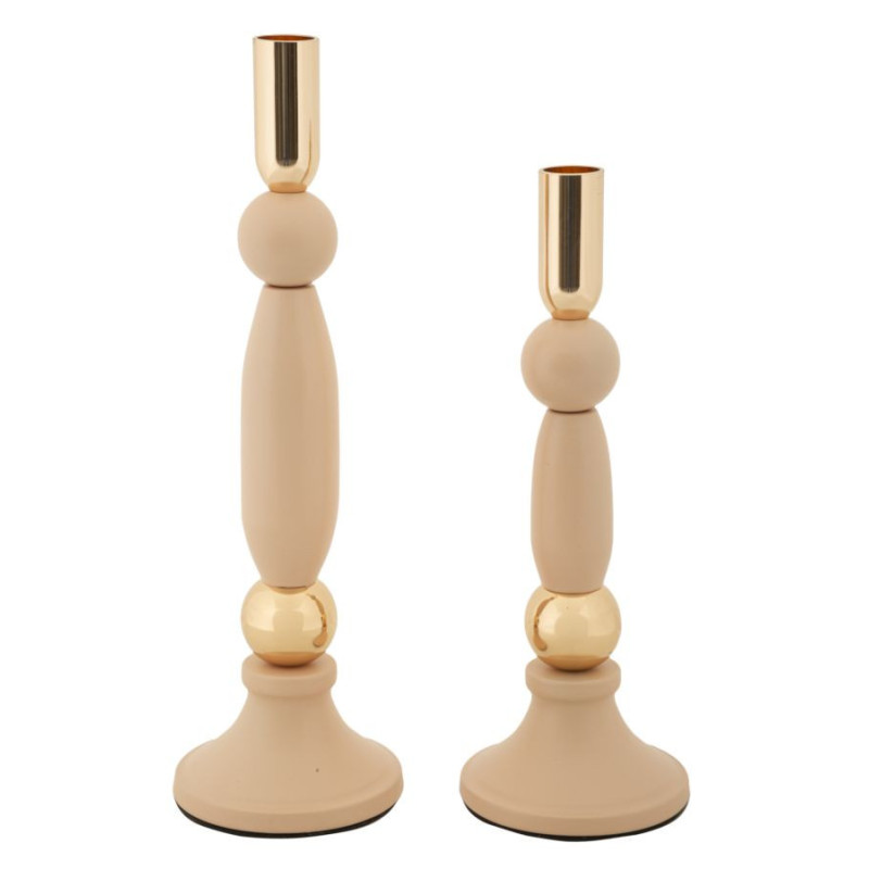 Bougeoir moderne chic Métal Rose Doré Strek (Lot de 2) 