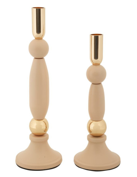 Bougeoir moderne chic Métal Rose Doré Strek (Lot de 2) 