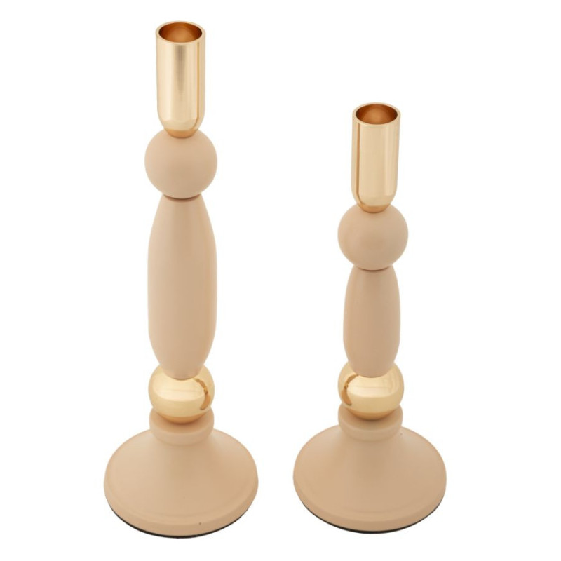 Bougeoir moderne chic Métal Rose Doré Strek (Lot de 2) 