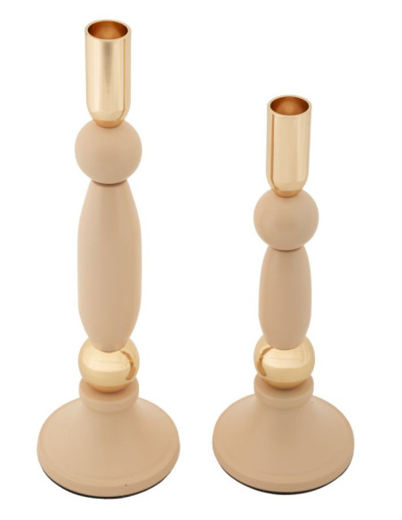 Bougeoir moderne chic Métal Rose Doré Strek (Lot de 2) 