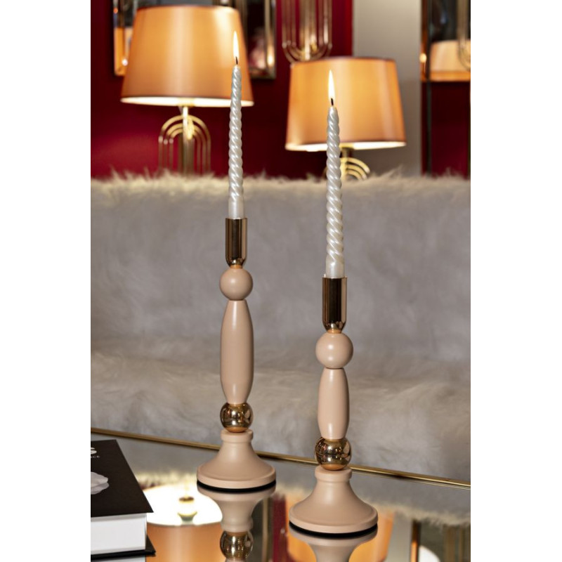 Bougeoir moderne chic Métal Rose Doré Strek (Lot de 2) 