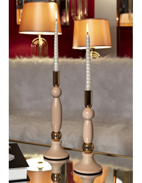 Bougeoir moderne chic Métal Rose Doré Strek (Lot de 2) 