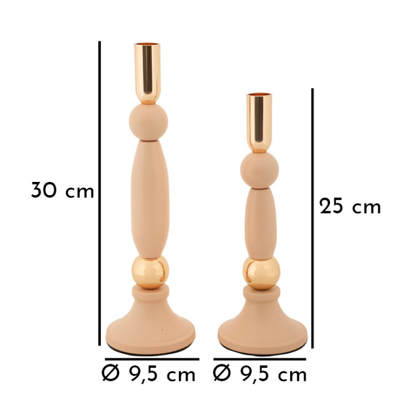 Bougeoir moderne chic Métal Rose Doré Strek (Lot de 2) 