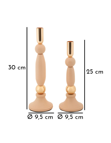 Bougeoir moderne chic Métal Rose Doré Strek (Lot de 2) 