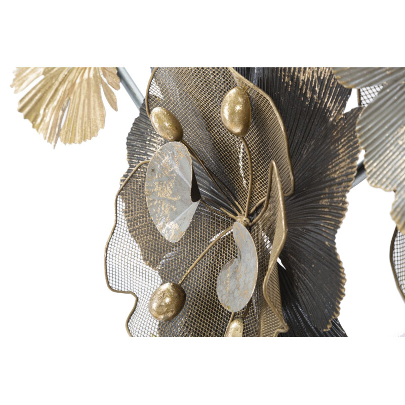 Grande Décoration murale Moderne Fleurs 149x61 Métal Marron Beige Doré Bungy 