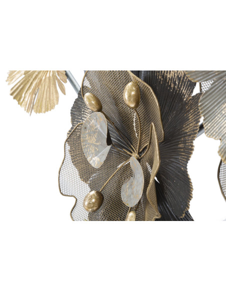 Grande Décoration murale Moderne Fleurs 149x61 Métal Marron Beige Doré Bungy 