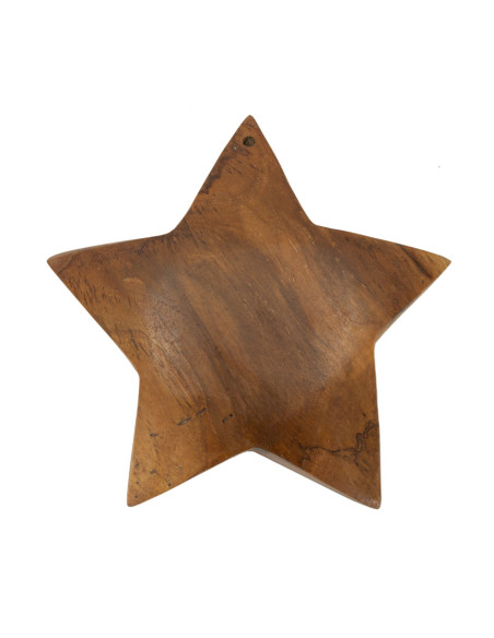 Sculpture déco à poser Étoile 19 cm Bois de teck recyclé Naturel Bintang 