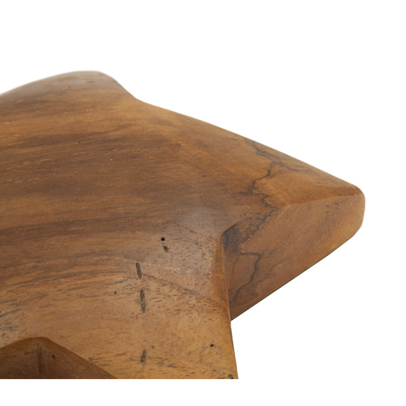 Sculpture déco à poser Étoile 19 cm Bois de teck recyclé Naturel Bintang 
