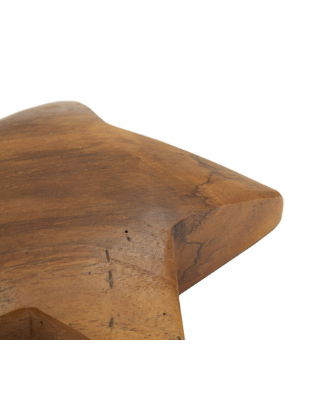 Sculpture déco à poser Étoile 19 cm Bois de teck recyclé Naturel Bintang 