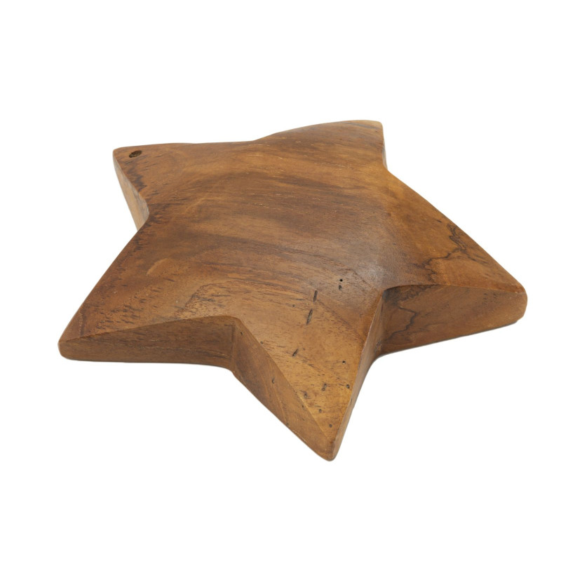 Sculpture déco à poser Étoile 19 cm Bois de teck recyclé Naturel Bintang 
