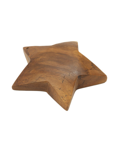 Sculpture déco à poser Étoile 19 cm Bois de teck recyclé Naturel Bintang 
