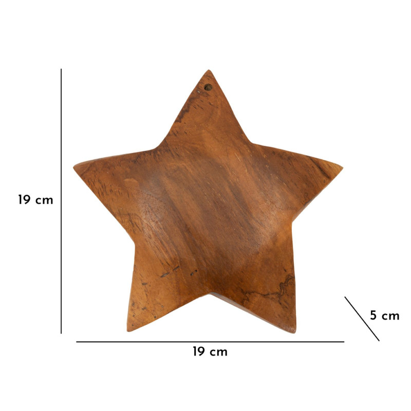 Sculpture déco à poser Étoile 19 cm Bois de teck recyclé Naturel Bintang 