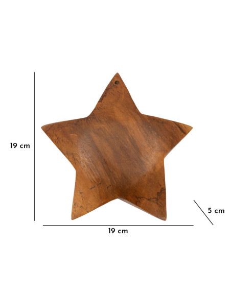 Sculpture déco à poser Étoile 19 cm Bois de teck recyclé Naturel Bintang 