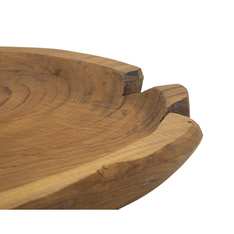 Grand Centre de table ethnique chic Organique 43 cm Bois de teck recyclé Naturel Tipisan 