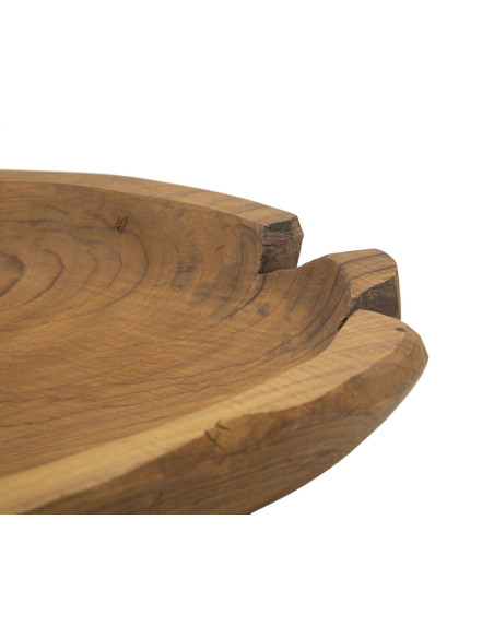 Grand Centre de table ethnique chic Organique 43 cm Bois de teck recyclé Naturel Tipisan 