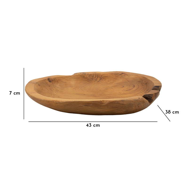 Grand Centre de table ethnique chic Organique 43 cm Bois de teck recyclé Naturel Tipisan 