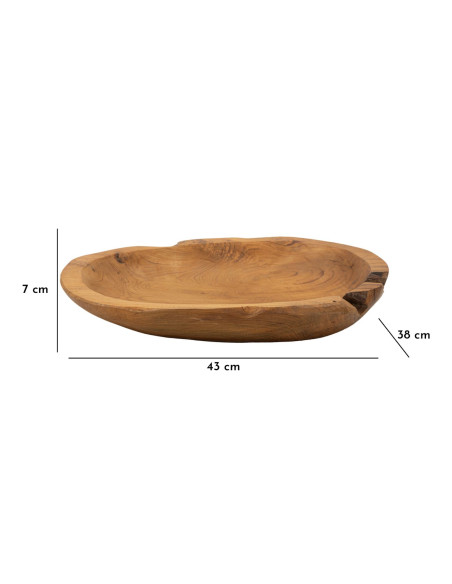 Grand Centre de table ethnique chic Organique 43 cm Bois de teck recyclé Naturel Tipisan 