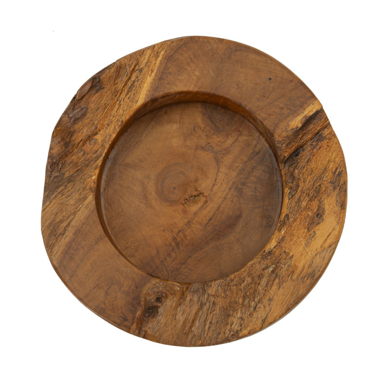 Vide poche ethnique chic Organique 21 cm Bois de teck recyclé Naturel Erusi 