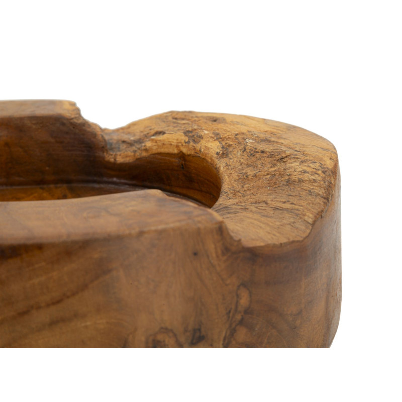 Vide poche ethnique chic Organique 21 cm Bois de teck recyclé Naturel Erusi 